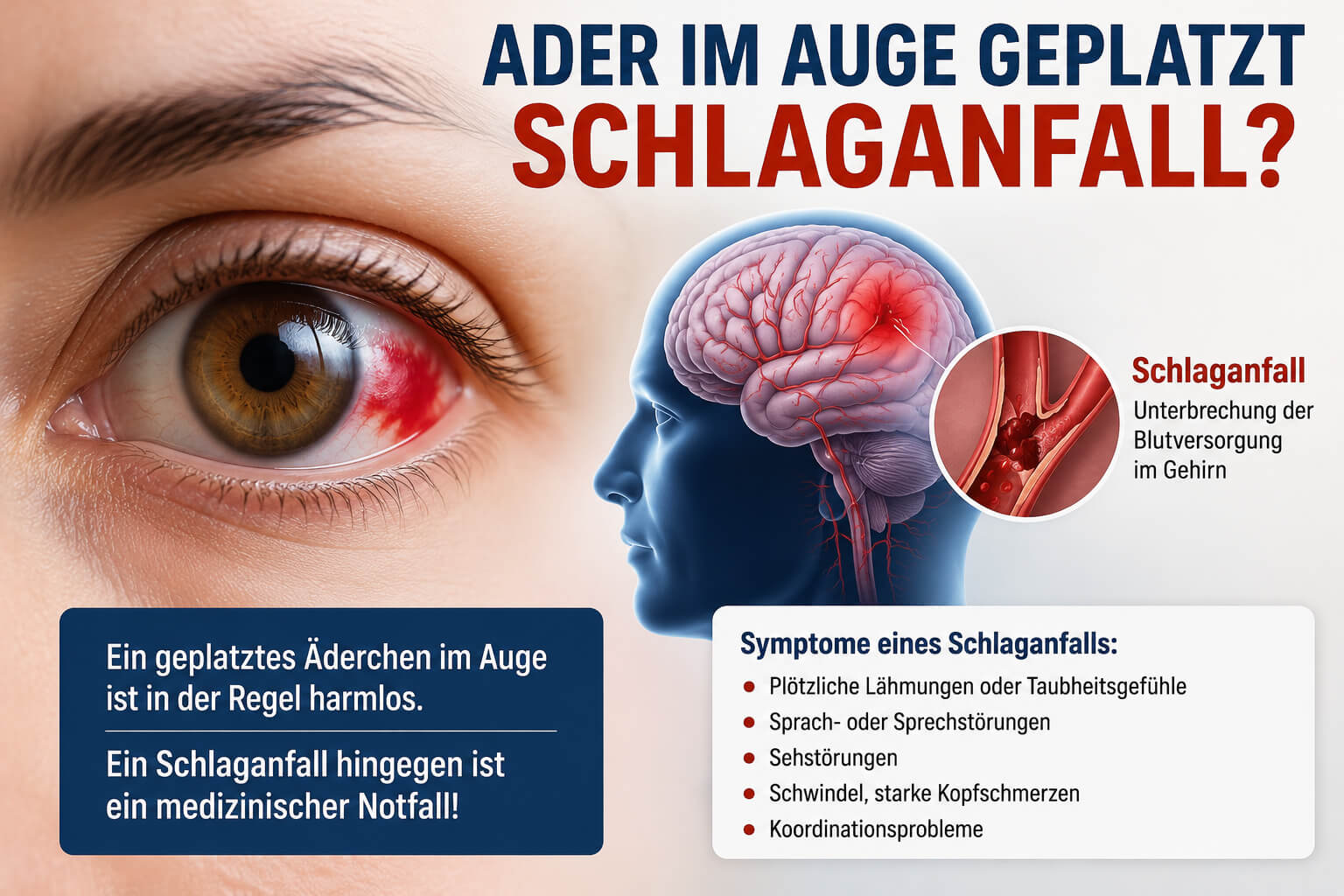 Ader im Auge geplatzt Schlaganfall: Ursachen, Symptome und wichtige Warnsignale